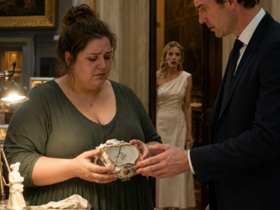 When the Curator Mocked the Plus-Size Cleaner Who Repaired Adrian’s Silent Music Box, Its Hidden Cylinder Exposed the Fiancée He Trusted—and the Promise He Broke