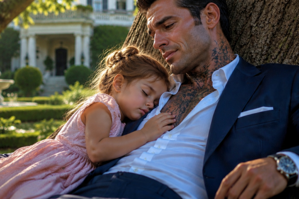 A feared New York crime boss pretended to sleep beneath an oak tree, but when his maid’s three-year-old daughter curled onto his chest, called his pocket watch a singing heart, and later whispered that his TRUSTED butler planned to open the estate gates, he discovered the child had never entered his life by accident—and the TRAITOR’S FINAL MOVE would force him to choose between his empire and the family he never believed he deserved