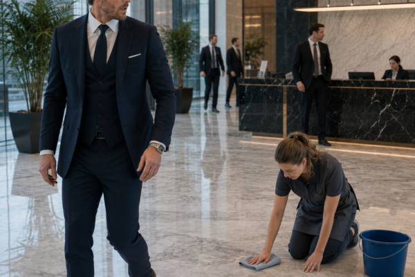 A BILLIONAIRE WATCHED HIS EXECUTIVE FORCE A YOUNG JANITOR TO KNEEL—THEN HE SAW THE BROKEN SILVER LIGHTHOUSE AT HER THROAT AND WHISPERED A NAME NO ONE HAD HEARD IN TWENTY-FOUR YEARS…