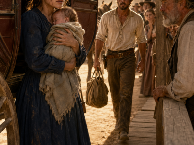 When a Mail-Order Bride Stepped Off the Stage With the Baby She Hid, a Lonely Cowboy’s Public Answer Silenced the Town—and Changed All Three Lives Forever