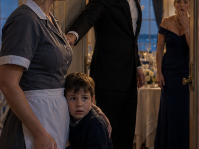 The Housekeeper’s Son Whispered “Don’t Drink That”—Then the Widowed Hotel Owner Sealed the Banquet Hall and Exposed the Woman Chosen to Marry Him