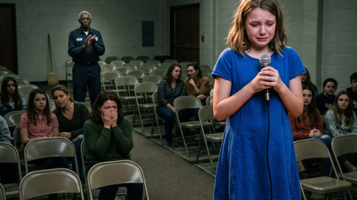 The Janitor Clapped When Everyone Else Sat Silent—Then One Viral Video Nearly Stole the Injured Girl’s Voice All Over Again