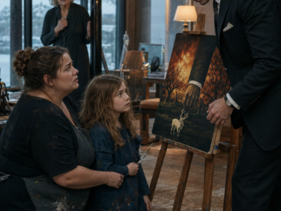 The Silent Girl Painted Her Nanny Beside a Burning Orchard—Then Everett Recognized the White Stag Mark Hidden Beneath His Brother’s Cuff