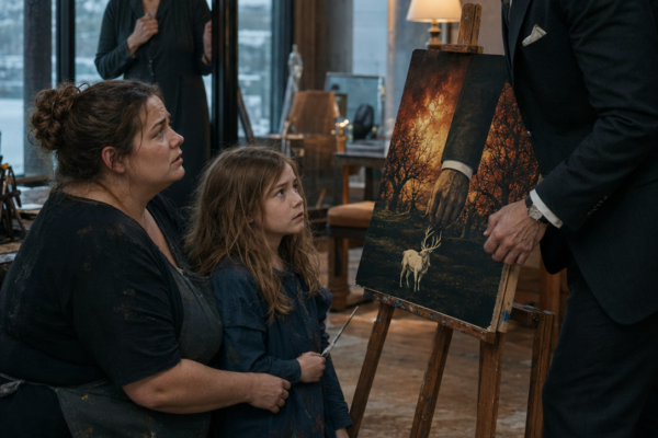 The Silent Girl Painted Her Nanny Beside a Burning Orchard—Then Everett Recognized the White Stag Mark Hidden Beneath His Brother’s Cuff