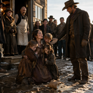 A Starving Widow Begged in the Snow With Three Children, Until a Drifter Cowboy Silenced the Town and Promised She’d Never Beg Again Before Winter Took Them