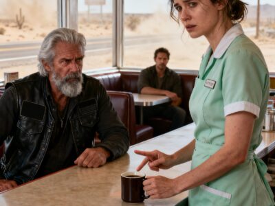 I RAISED A SECRET SIGNAL UNDER THE DINER COUNTER – FOUR BIKERS SAW IT AND SAVED MY DAUGHTER