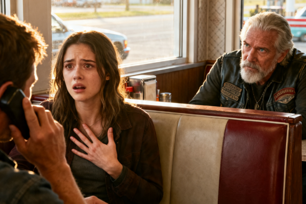 I RAISED ONE SHAKING HAND IN A DINER – AND A BIKER STRANGER UNDERSTOOD WHAT MY ABUSER NEVER THOUGHT ANYONE WOULD SEE