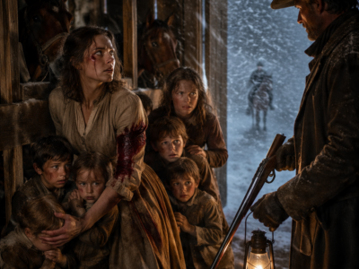 A Bleeding Widow Hid Seven Children in a Montana Rancher’s Barn—Then the Lonely Man Who Lowered His Rifle Chose to Defy the Law for Them
