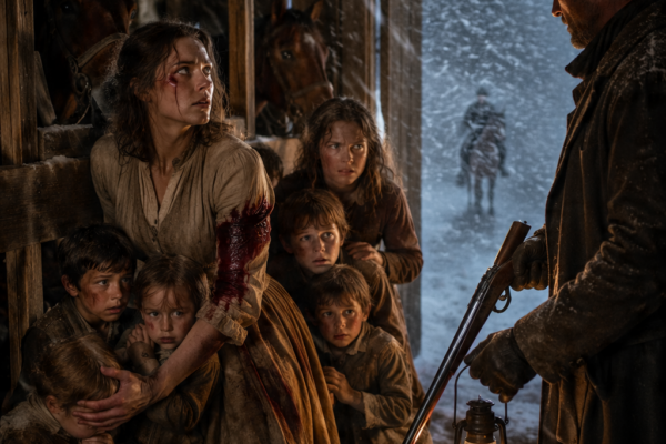 A Bleeding Widow Hid Seven Children in a Montana Rancher’s Barn—Then the Lonely Man Who Lowered His Rifle Chose to Defy the Law for Them
