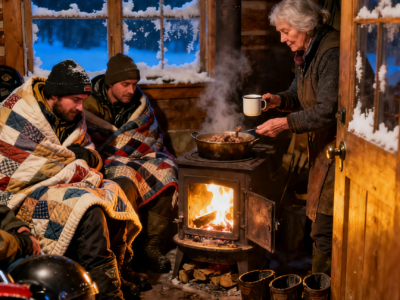 A WIDOW LET 20 FREEZING HELL’S ANGELS INTO HER CABIN – SIX MONTHS LATER, 1,000 BIKERS CAME BACK TO REPAY HER