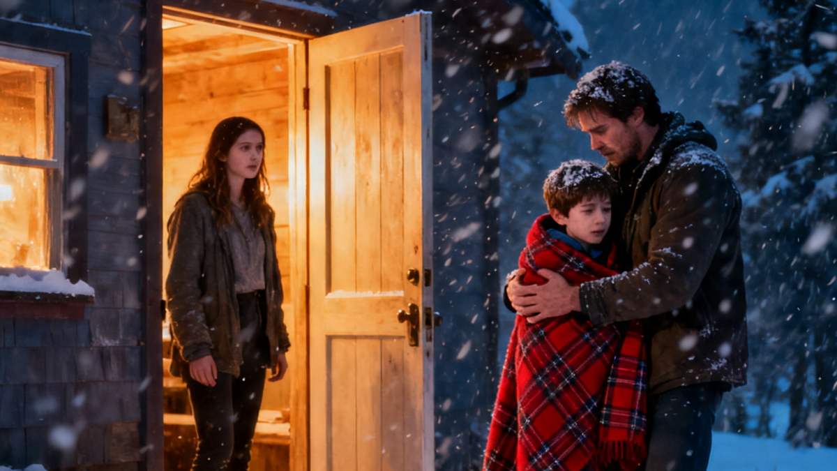 A POOR YOUNG WOMAN LET A STRANGE MAN AND HIS LITTLE SON SLEEP IN HER CABIN – BY MORNING, HIS REAL IDENTITY CHANGED EVERYTHING