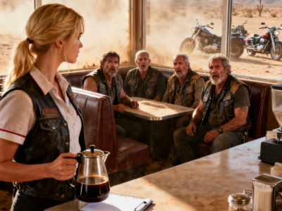 MY DAD HAS THAT SAME HARLEY – THE WAITRESS SAID SIX WORDS AND MADE FOUR HELL’S ANGELS GO SILENT