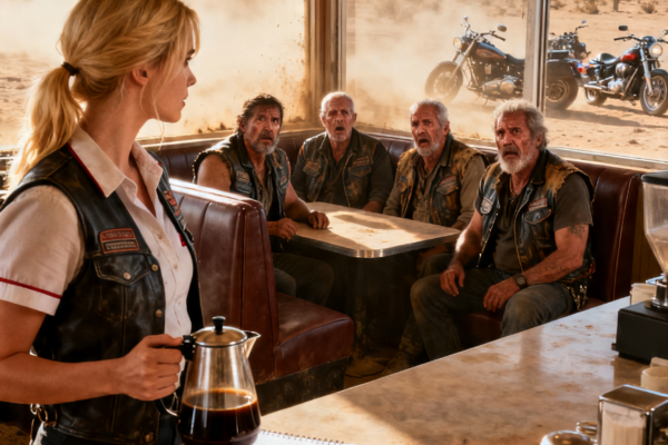 MY DAD HAS THAT SAME HARLEY – THE WAITRESS SAID SIX WORDS AND MADE FOUR HELL’S ANGELS GO SILENT