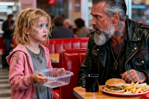“SIR… DO YOU HAVE ANY FOOD?” A BAREFOOT GIRL ASKED A BIKER – THEN HIS CREW EXPOSED THE CHARITY THAT STARVED HER