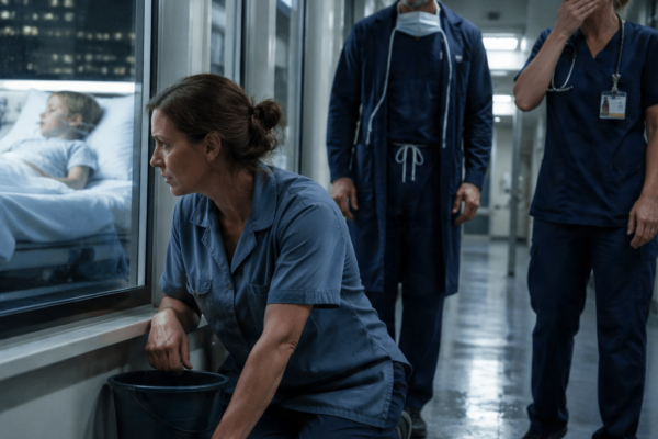 He Dismissed the Janitor Outside Room 417—Then Her Silver Bracelet Proved She Was the Little Sister His Family Had Buried Twenty-Six Years Ago