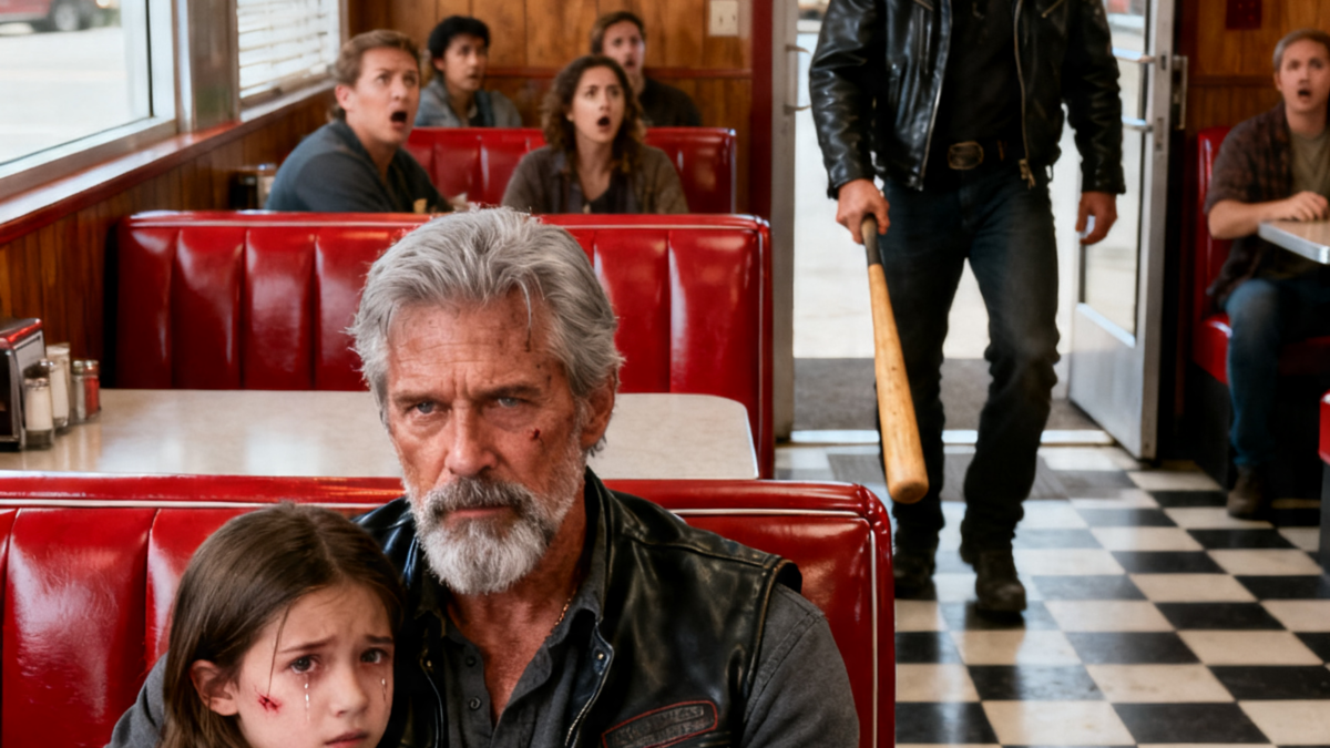 A BRUISED LITTLE GIRL HID UNDER THE DINER COUNTER – THEN A BROKEN BIKER STOOD BETWEEN HER AND THE MAN WHO OWNED THE COUNTY