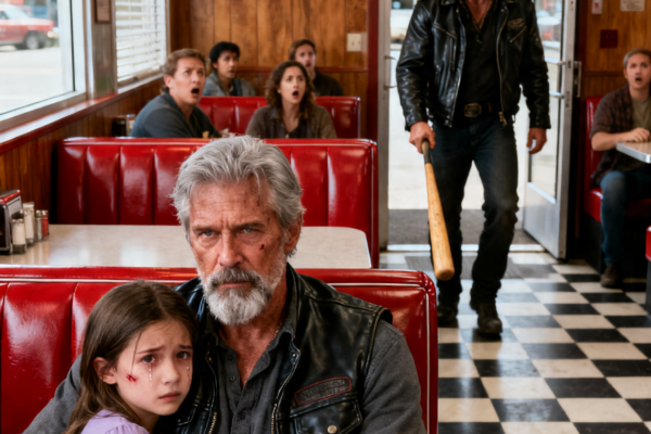 A BRUISED LITTLE GIRL HID UNDER THE DINER COUNTER – THEN A BROKEN BIKER STOOD BETWEEN HER AND THE MAN WHO OWNED THE COUNTY