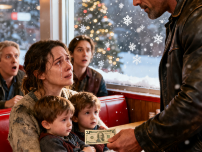 POOR MOM TOOK HER TWINS TO EAT WITH HER LAST $20 ON CHRISTMAS EVE – THEN A HUGE STRANGER STOOD UP AND SILENCED THE DINER