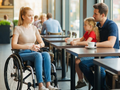 The Woman in a Wheelchair Asked, “May I Share Your Table?”—After Three Cruel Rejections, a Single Father’s Daughter Stood Up