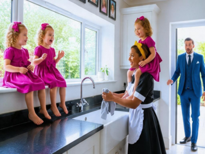 The Billionaire Came Home Early and Heard His Silent Triplets Singing—Then He Saw Who Had Taught Them to Speak Again