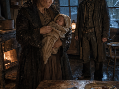 A Widow Found the Rancher Eating Christmas Dinner Alone—Then the Baby in Her Arms Cried, She Gave Him His Brother’s Name, and Elias Mercer Realized the Stranger at His Door Had Carried Nine Years of Unsent Letters Through the Wyoming Snow