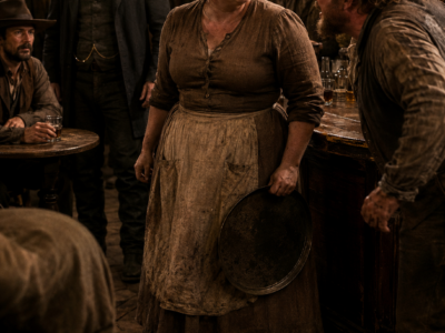 After Four Years of Working Three Jobs to Save Her Father’s House, Emma Whitmore Finally Faced the Man Mocking Her in a Red Hollow Saloon—Then a Lonely Montana Rancher Stood Up, Offered Her Fifty Dollars a Month, and Gave Her Something She Had Almost Forgotten How to Expect