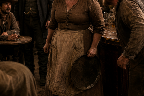 After Four Years of Working Three Jobs to Save Her Father’s House, Emma Whitmore Finally Faced the Man Mocking Her in a Red Hollow Saloon—Then a Lonely Montana Rancher Stood Up, Offered Her Fifty Dollars a Month, and Gave Her Something She Had Almost Forgotten How to Expect