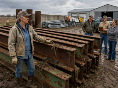 the county laughed when a widow bought twelve rusted bridge beams for scrap—then the flood stranded every farm but hers