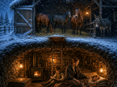 the widowed mother dug a secret bedroom beneath her horse barn—when the worst blizzard in wyoming buried every home, hers was the only shelter still warm