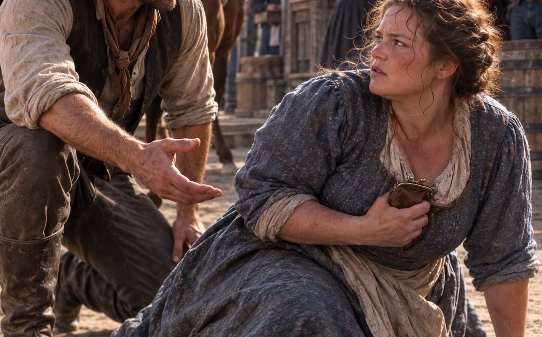 The Willow Creek Merchant Humiliated a Hungry Large Woman Over Her Last Twelve Cents—Then a Montana Rancher Crouched Beside Evelyn Harper in the Dirt, Offered Her Paid Work Instead of Pity, and Discovered the Woman Everyone Dismissed Could See Exactly Who Had Been Quietly Destroying His Ranch