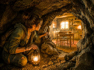Homeless at 18 She Started Widening Her Cave for Winter And Broke Through Into Someone’s Kitchen