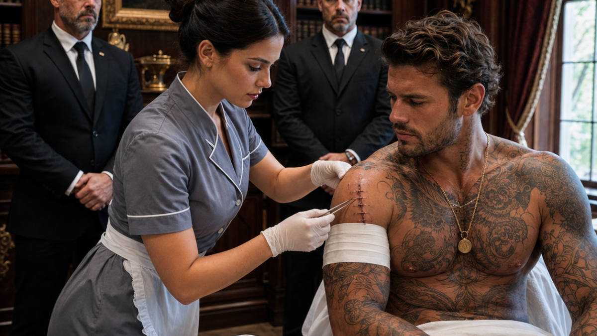 Twenty surgeons were ready to take the Mafia billionaire’s arm, but his young housekeeper pointed at one black stitch and whispered, “Don’t cut him yet”, then she noticed something nobody had checked…