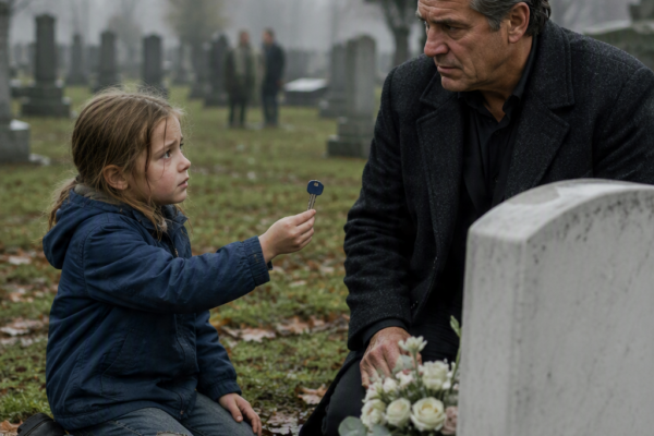 A Feared Mafia Boss Found a Little Girl Crying at His Daughter’s Grave—Then She Showed Him a Blue-Tipped Key and Said His Daughter Had Been Hiding Her From Someone Inside His Own Family…