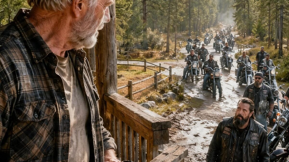 I SAVED A BLEEDING PREGNANT BIKER’S WIFE FROM TWO GUNMEN IN THE MOUNTAINS — AT SUNRISE, 800 RIDERS SURROUNDED MY CABIN, AND THEIR PRESIDENT RAISED HIS REVOLVER BEFORE I COULD EXPLAIN
