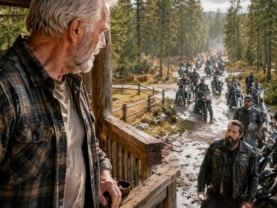 I SAVED A BLEEDING PREGNANT BIKER’S WIFE FROM TWO GUNMEN IN THE MOUNTAINS — AT SUNRISE, 800 RIDERS SURROUNDED MY CABIN, AND THEIR PRESIDENT RAISED HIS REVOLVER BEFORE I COULD EXPLAIN
