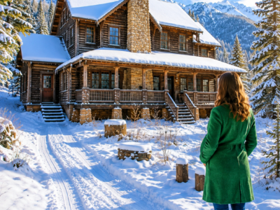 eight months pregnant and thrown into the snow by her husband, she fled to her late father’s abandoned mountain lodge—then she discovered why he had kept one room waiting for her