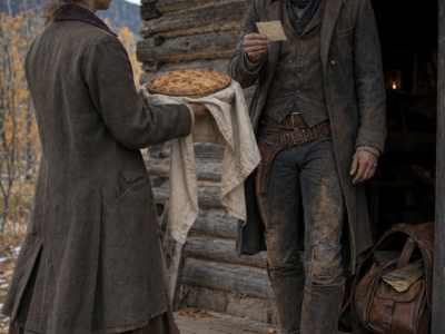 A Widow Brought Pie to the Quiet Cowboy Next Door—Then He Saw Her Handwriting, Recognized the Woman Behind Forty-Seven Letters, and Hid the Truth Until the Same Powerful Rancher Who Feared His Past Forced Her to Decide Which Version of Him She Believed