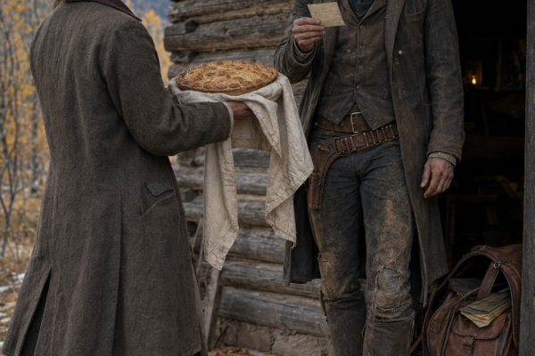 A Widow Brought Pie to the Quiet Cowboy Next Door—Then He Saw Her Handwriting, Recognized the Woman Behind Forty-Seven Letters, and Hid the Truth Until the Same Powerful Rancher Who Feared His Past Forced Her to Decide Which Version of Him She Believed