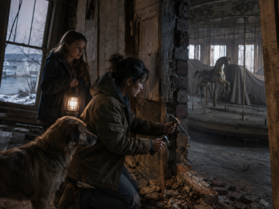 Homeless at 20 and Fighting to Keep Her Little Sister, Cleo Spent $100 on a Condemned House That Leaned Toward the Lake—Then a Stray Dog Led Them to a Bricked-Up Wall Concealing the Reason the House Had Been Crooked for Thirty Years