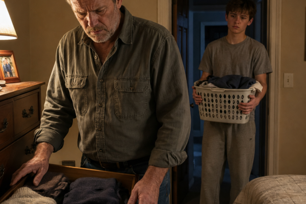 “They said the table is for family,” my son told me after I found him doing laundry at midnight, but the object hidden in my wife’s drawer made that cruelty look almost planned…