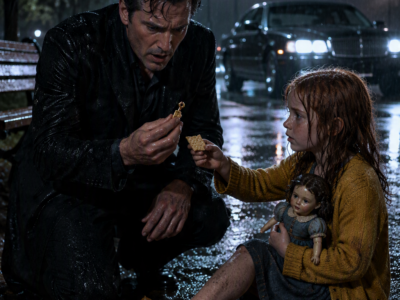 THE HOMELESS GIRL ASKED THE GRIEVING BILLIONAIRE IF HE WAS HUNGRY—THEN HER BROKEN DOLL REVEALED WHY HIS WIFE NEVER MADE IT HOME THAT RAINY NIGHT