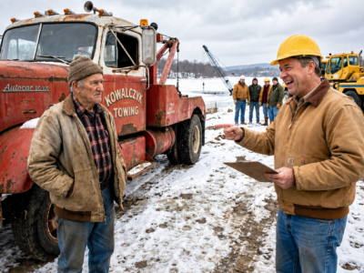 the engineers said nothing could pull the 80-ton crane from the frozen river — then a 73-year-old steelworker fired up his father’s 1948 autocar