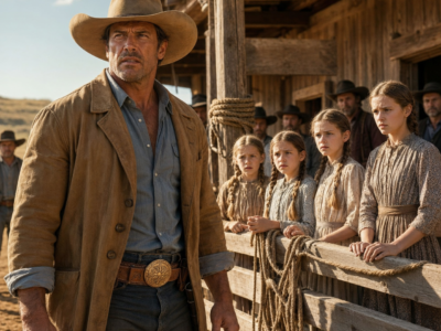 Their uncle put four orphaned sisters on an auction block, but when a feared rancher bought them all, the youngest dropped one tiny object their uncle desperately tried to grab…