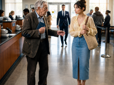 “Can You Pretend to Be My Granddaughter for Five Minutes?” the Old Man Asked at the Bank—She Had No…