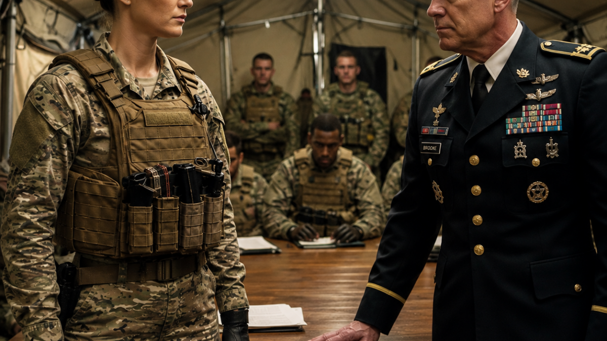 “A Navy SEAL Mocked the Quiet Janitor in Front of Everyone, Until One Small Detail Made the Base Commander Walk Straight Toward Her and Ask…”