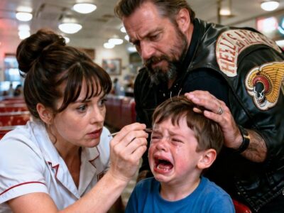 A WAITRESS TRIED TO TIE BACK A BIKER’S TERRIFIED SON’S HAIR — BUT WHAT SHE FELT UNDERNEATH MADE THE BOY WHISPER A WARNING HIS FATHER WASN’T READY TO HEAR