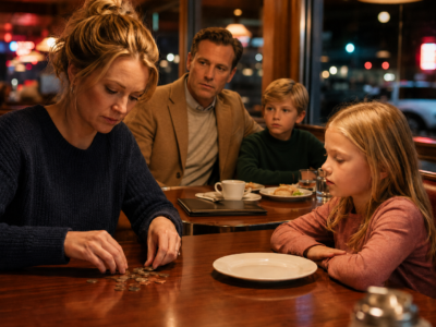 A BILLIONAIRE’S SON SAW A STRUGGLING MOTHER SPLIT ONE CHRISTMAS DINNER WITH HER DAUGHTER—THEN HIS FATHER NOTICED THE CRUMPLED LETTER SHE TRIED TO HIDE