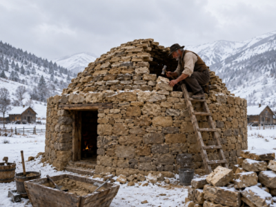 He Built a Dome-Roofed Round Stone Cabin — Held Heat Like an Oven at 50 Below All Winter