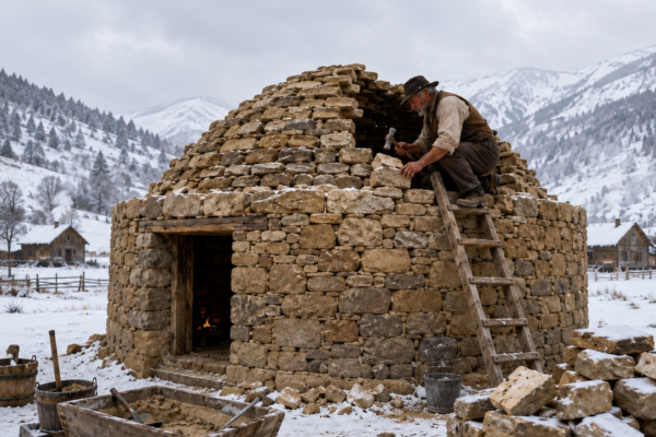 He Built a Dome-Roofed Round Stone Cabin — Held Heat Like an Oven at 50 Below All Winter