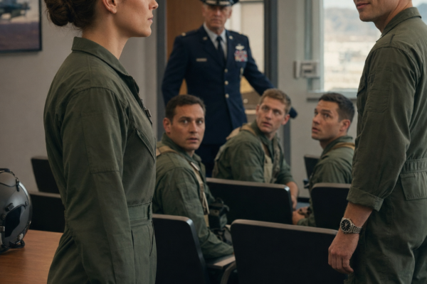 Her brother laughed when she entered the pilots’ briefing and told everyone she didn’t belong there, but the moment the command door opened, he noticed something that made him stop breathing…